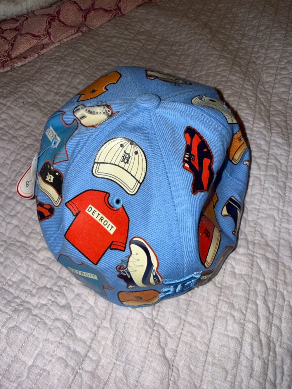 Detroit Tigers flat brim snapback hat all over collage embroidered D Top Pro XXL - Picture 2 of 3